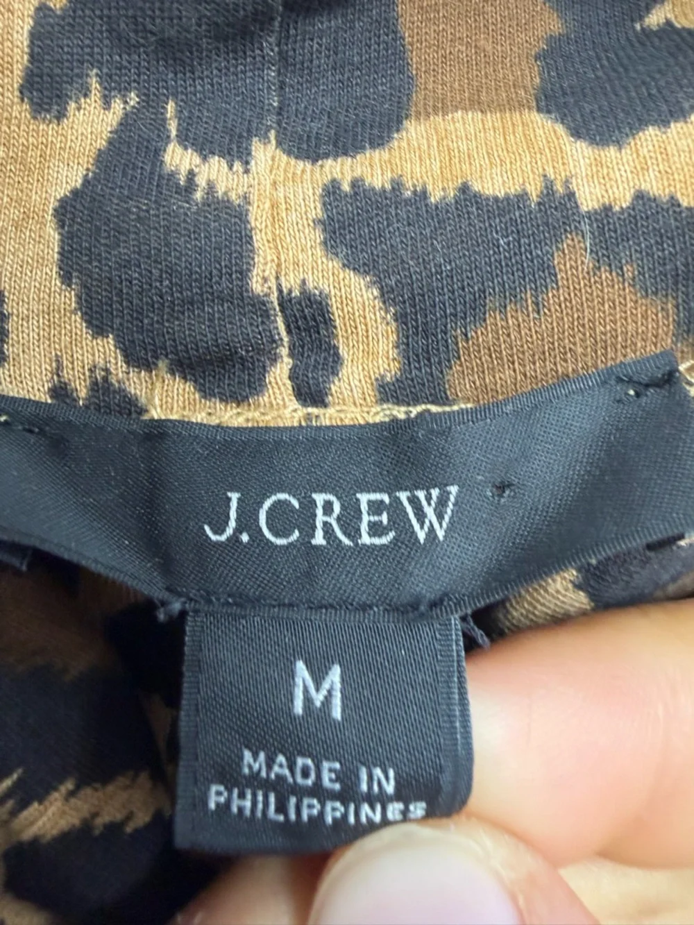 J Crew Tissue Turtleneck Brown Black Leopard Print mock neck Top‎ AS072 Size M